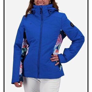 Obermeyer Lorena Insulated Ski Jacket Women's Size 4 Blue Floral Snowboard‎